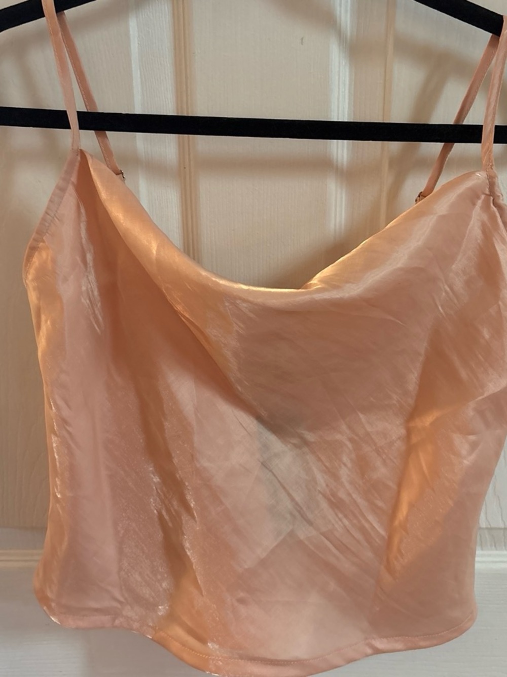 Nasty Gal Satin Cowl Neck Cami in Blush Peach